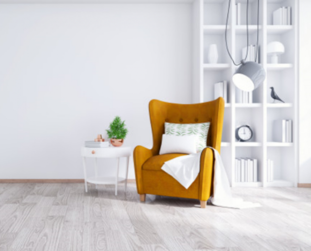 Zikra Solid Wood Meera Arm Chair/Wing Chair in Fabric, Colour:- Berry Red