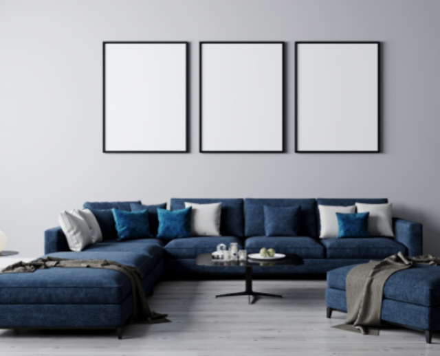 royal interiors solid wood fabric standard l-shape sofa (grey)