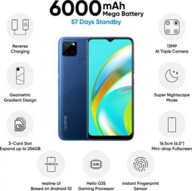 real me C12 (Power Blue, 32 GB)  (3 GB RAM)