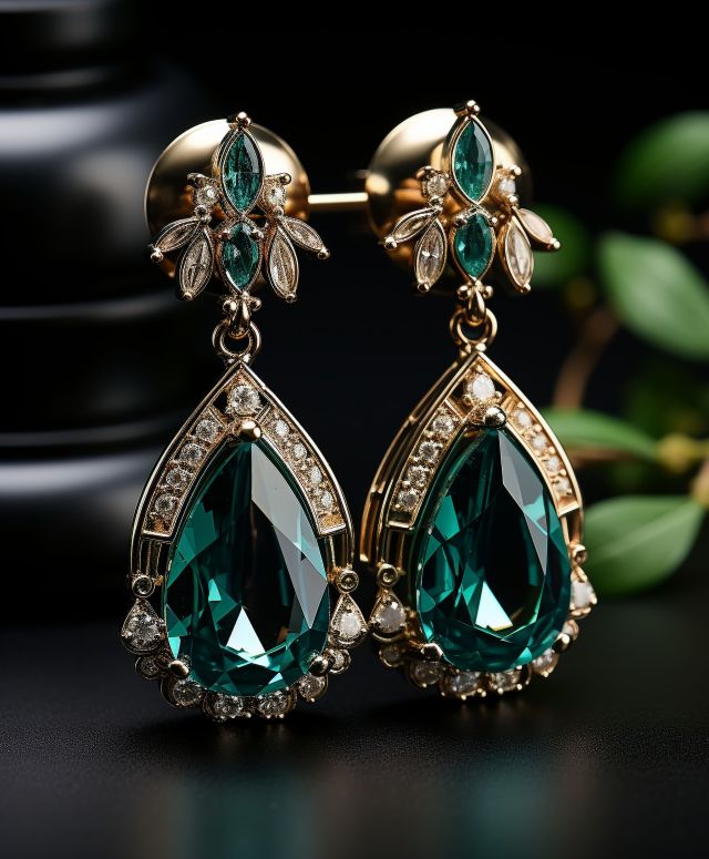 Jewels Galaxy Jewels Galaxy Luxuria Earrings Collection 18k Stone Gold Plated Emerald Earrings For Women & Girls